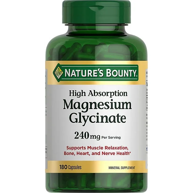 Nature's Bounty Magnesium Glycinate Capsules, 240 mg 180 ct. 2