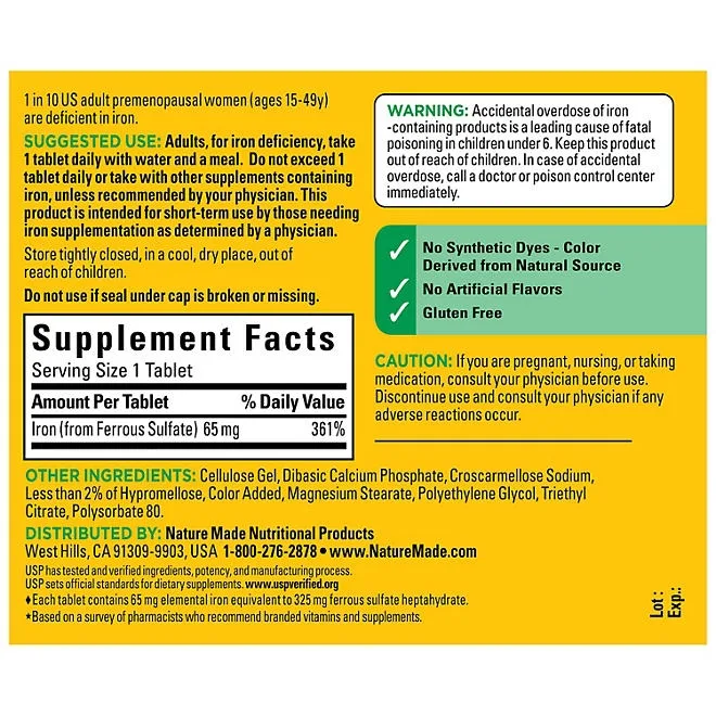 Nature Made Iron 65 mg Tablets, 365 ct. 3