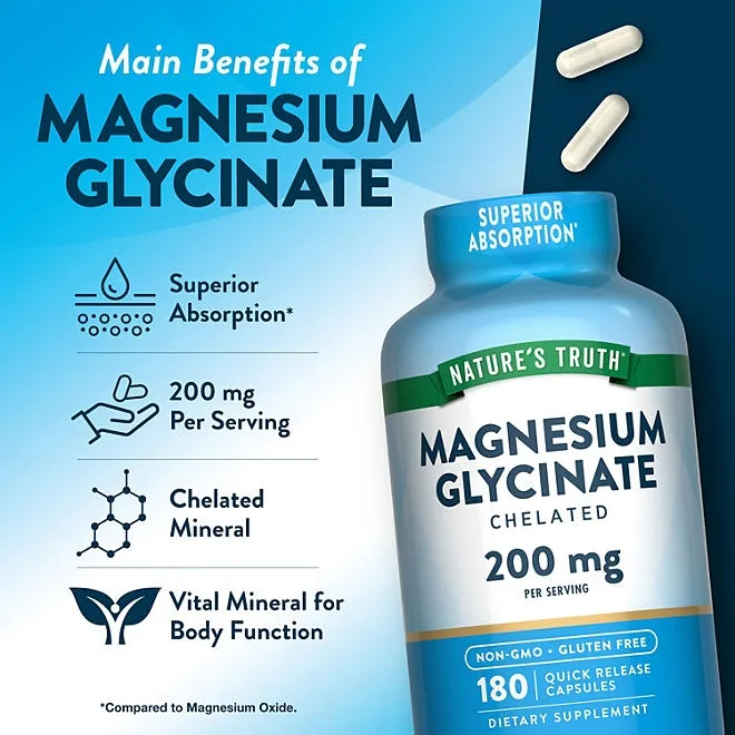 Nature's Truth Magnesium Glycinate Capsules, 200 mg, 180 ct. 4