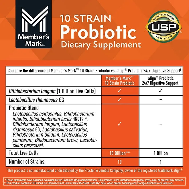 Member's Mark 10 Strain Probiotic Capsules, 84 ct. 4