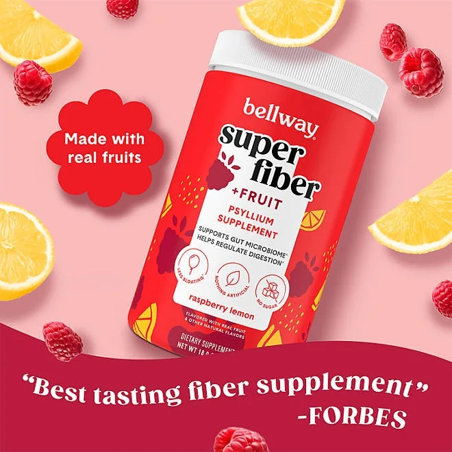 Bellway Super Fiber Fruit, Psyllium Husk Powder Fiber Supplement, Raspberry Lemon, 1.2 lbs. 3