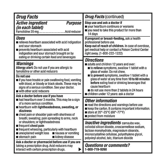 Member’s Mark Acid-Pep Acid Reducer Tablets, 20 mg Famotidine, 100 ct./pk., 2 pk. 4