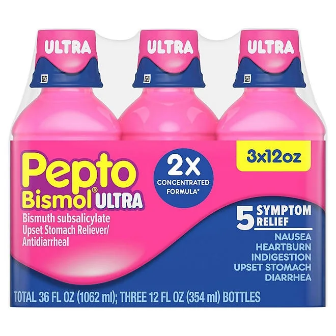 Pepto Bismol Ultra Liquid, Original, 12 fl. oz., 3 pk. 2