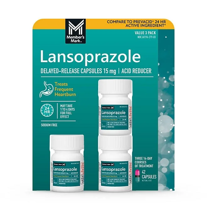 Members Mark Lansoprazole Delayed Release Capsules, 15 mg, 42 ct. 2