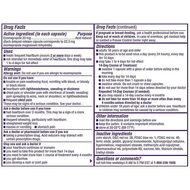 Nexium 24HR Acid Reducer Heartburn Relief Capsules with Esomeprazole Magnesium, 42 ct. 3