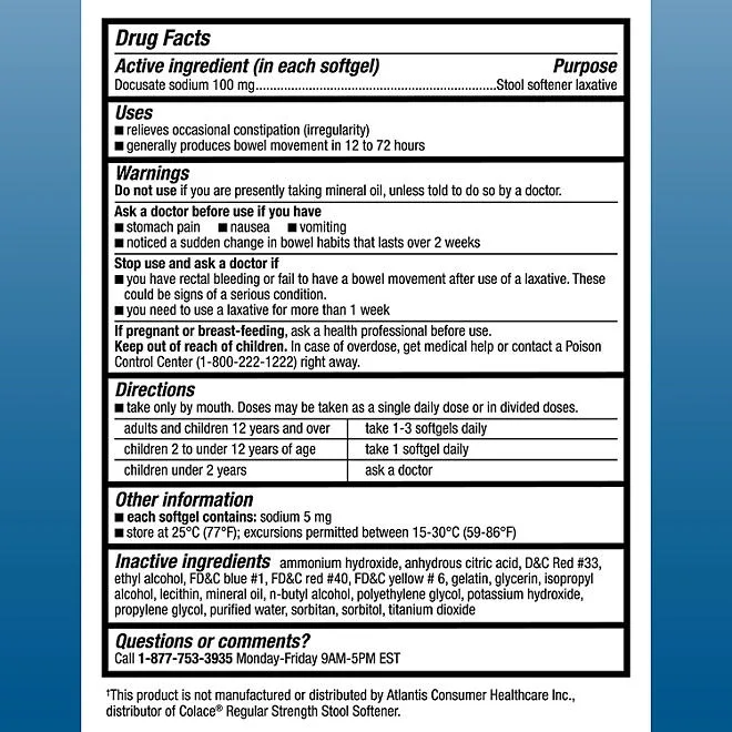 Member's Mark Stool Softener Softgels, 100 mg Docusate Sodium, 600 ct. 3