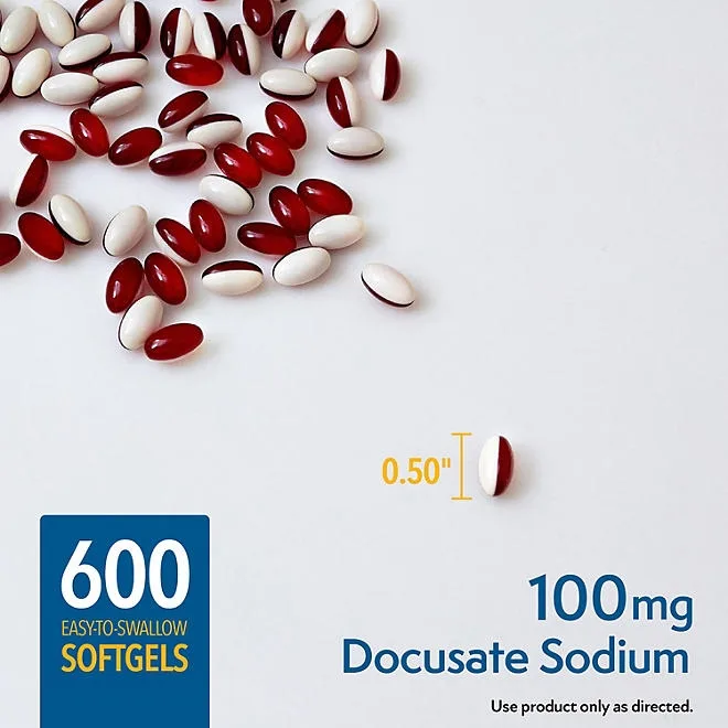 Member's Mark Stool Softener Softgels, 100 mg Docusate Sodium, 600 ct. 4