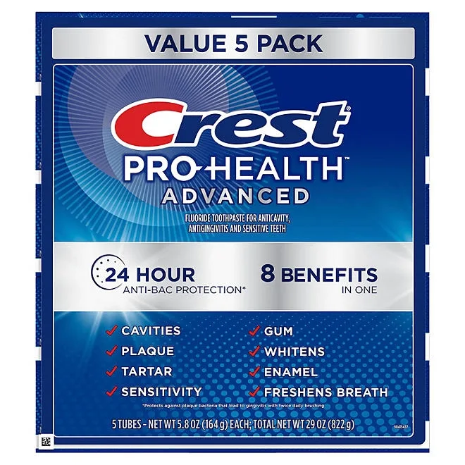 Crest Pro-Health Advanced Whitening + Intensive Clean Toothpaste, 5.8 oz., 5 pk. 2