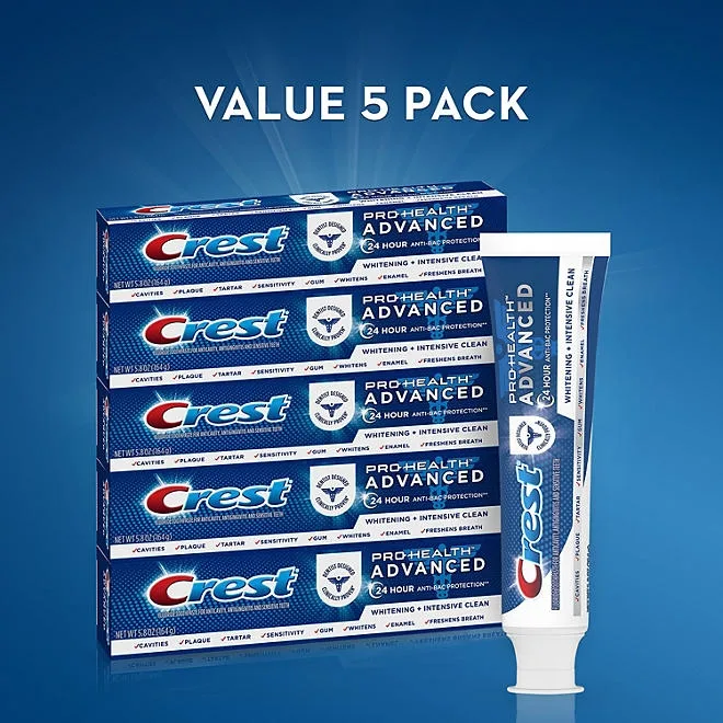 Crest Pro-Health Advanced Whitening + Intensive Clean Toothpaste, 5.8 oz., 5 pk. 5
