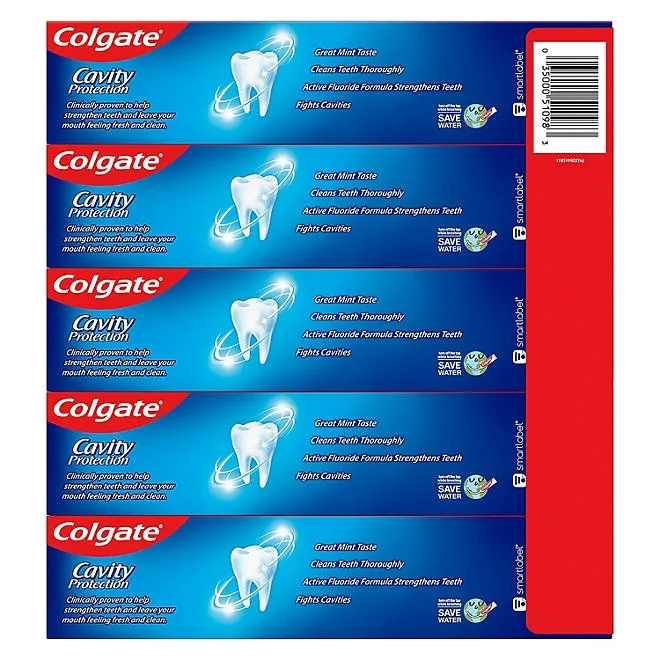 Colgate Cavity Protection Toothpaste with Fluoride, Regular Flavor, 8 oz., 5 pk. 4