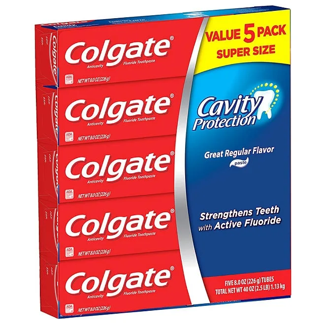 Colgate Cavity Protection Toothpaste with Fluoride, Regular Flavor, 8 oz., 5 pk. 3