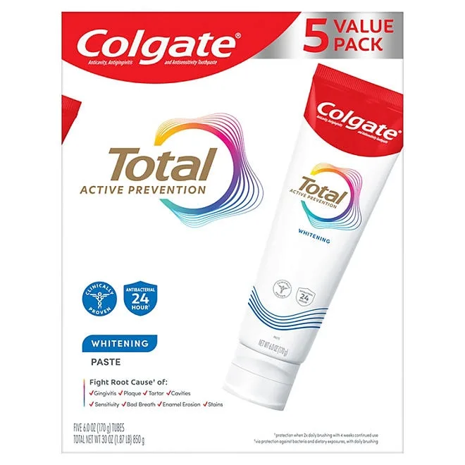 Colgate Total Whitening Toothpaste, 6 oz., 5 pk. 2