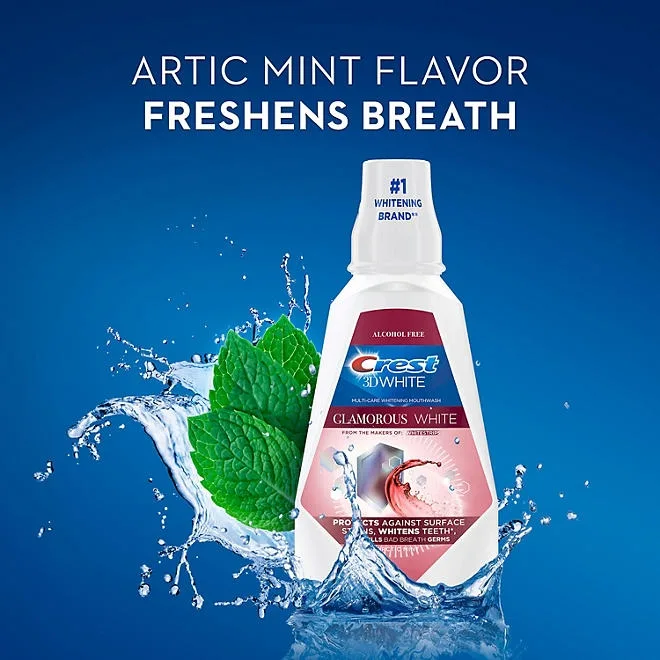 Crest 3D White Glamorous White Alcohol-Free Whitening Mouthwash, Arctic Mint, 32 fl. oz., 2 pk. 4
