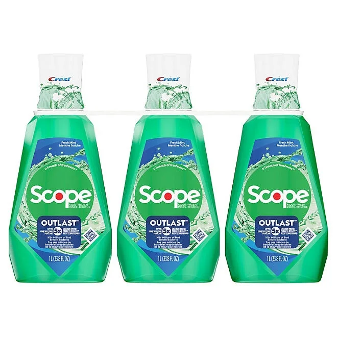 Crest Scope Outlast Mouthwash, Fresh Mint, 33.8 fl. oz., 3 pk. 2