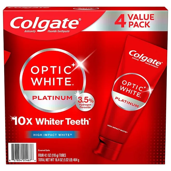 Colgate Optic White Platinum Teeth Whitening Toothpaste, 4.1 oz., 4 pk. 2