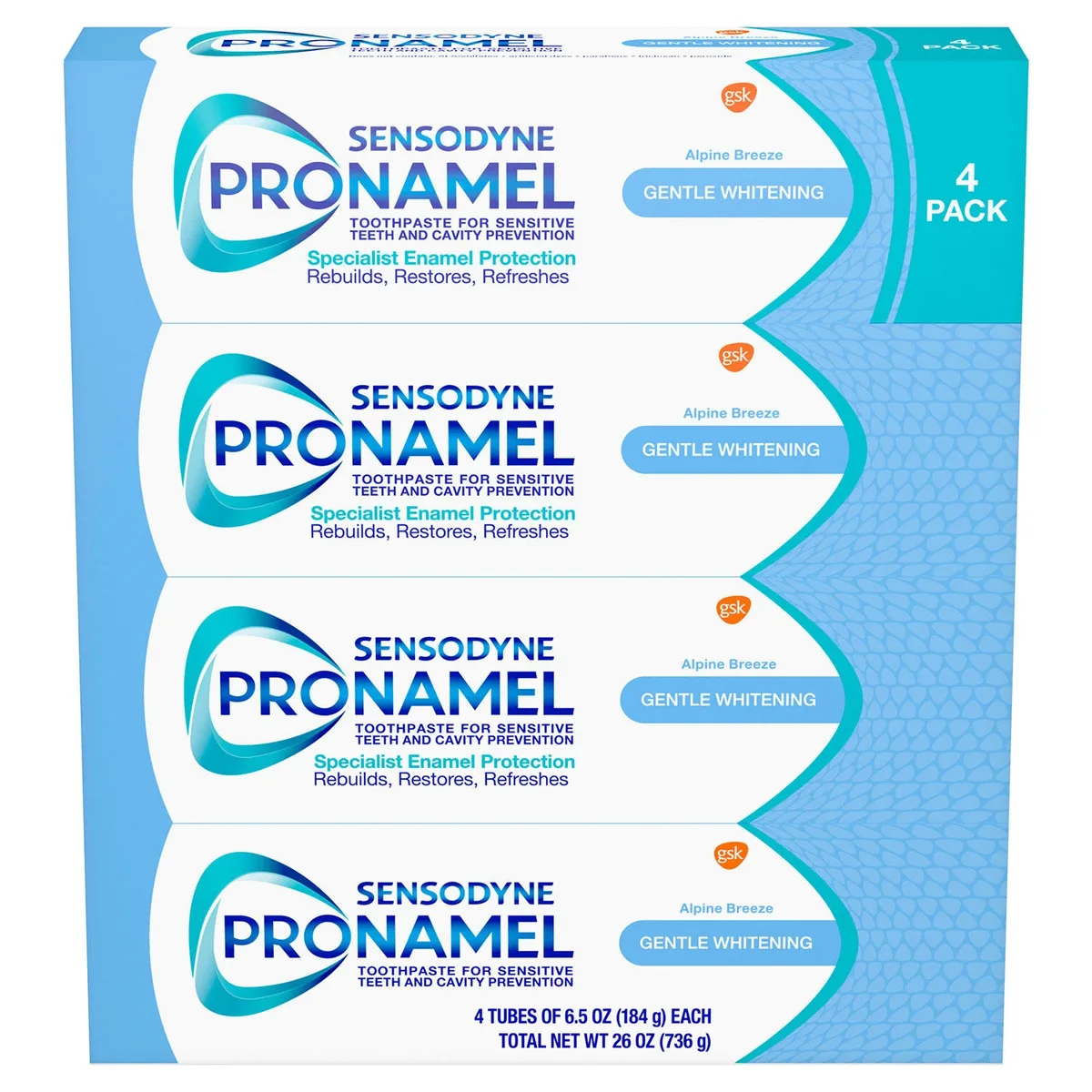 Sensodyne Pronamel Gentle Whitening Toothpaste for Sensitive Teeth, Alpine Breeze, 6.5 oz., 4pk.
