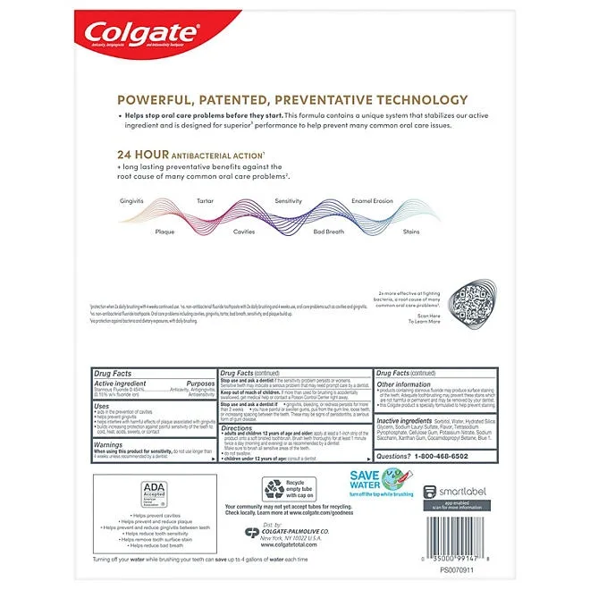 Colgate Total Whitening Gel Toothpaste, 6 oz., 5 pk. 3