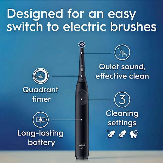 Oral-B iO Series 2 Electric Toothbrush, Pure White & Night Black, 2pk., 3 Brush Heads 3