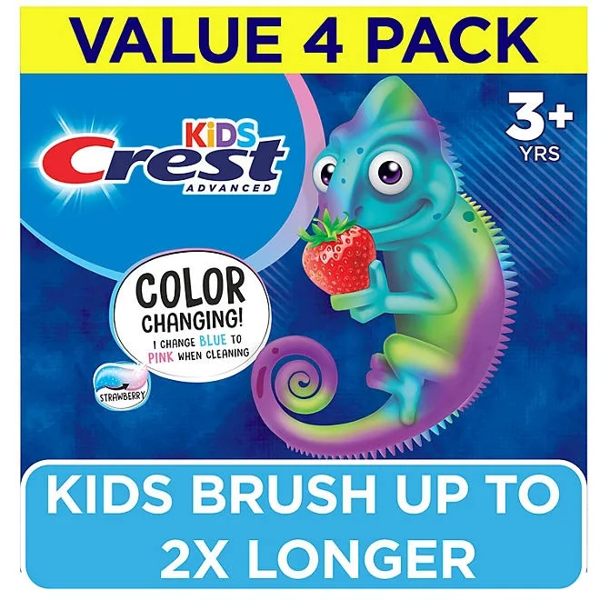 Crest Kid's Advanced Color Changing Toothpaste, Strawberry, 4.2 oz., 4 pk. 2