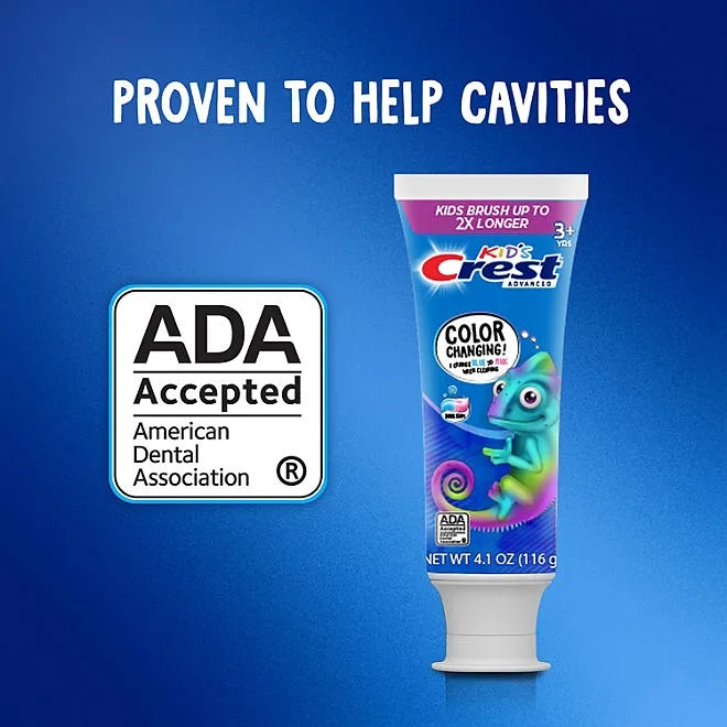 Crest Kid's Advanced Color Changing Toothpaste, Bubblegum, 4.2 oz., 4 pk. 3