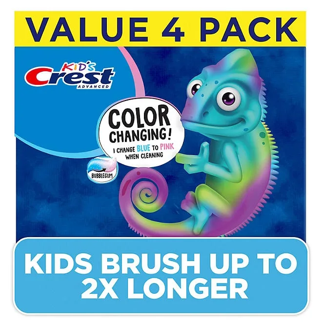 Crest Kid's Advanced Color Changing Toothpaste, Bubblegum, 4.2 oz., 4 pk. 2