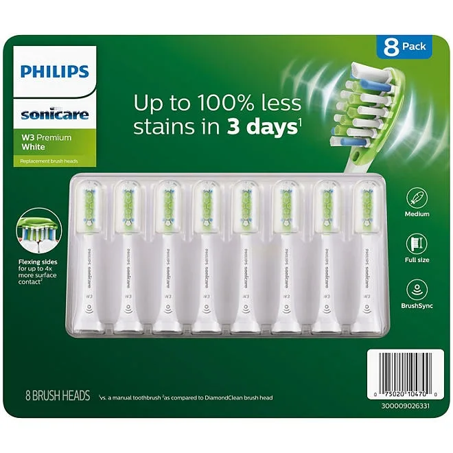 Philips Sonicare W3 Premium White Replacement Brush Heads, 8 ct. 2