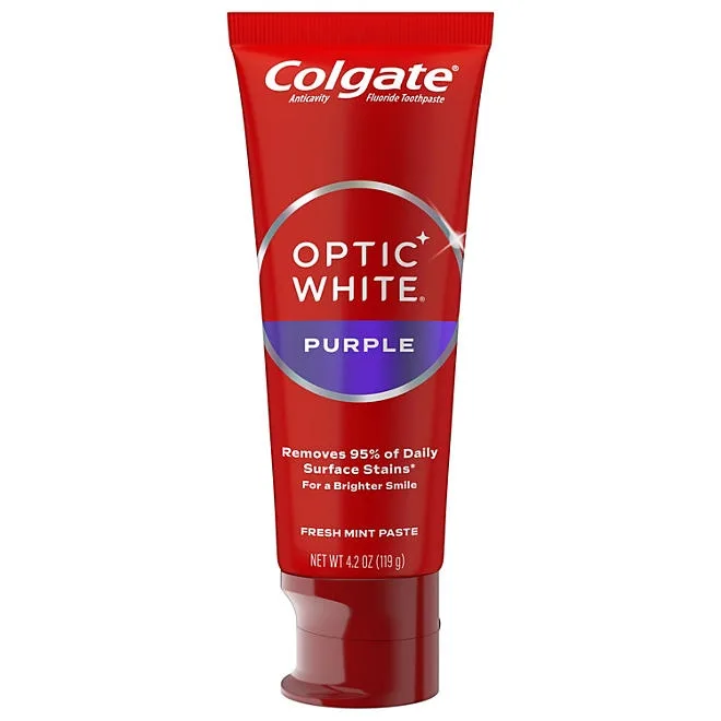 Colgate Optic White Purple Whitening Toothpaste, 4.2 oz., 4 pk. 3