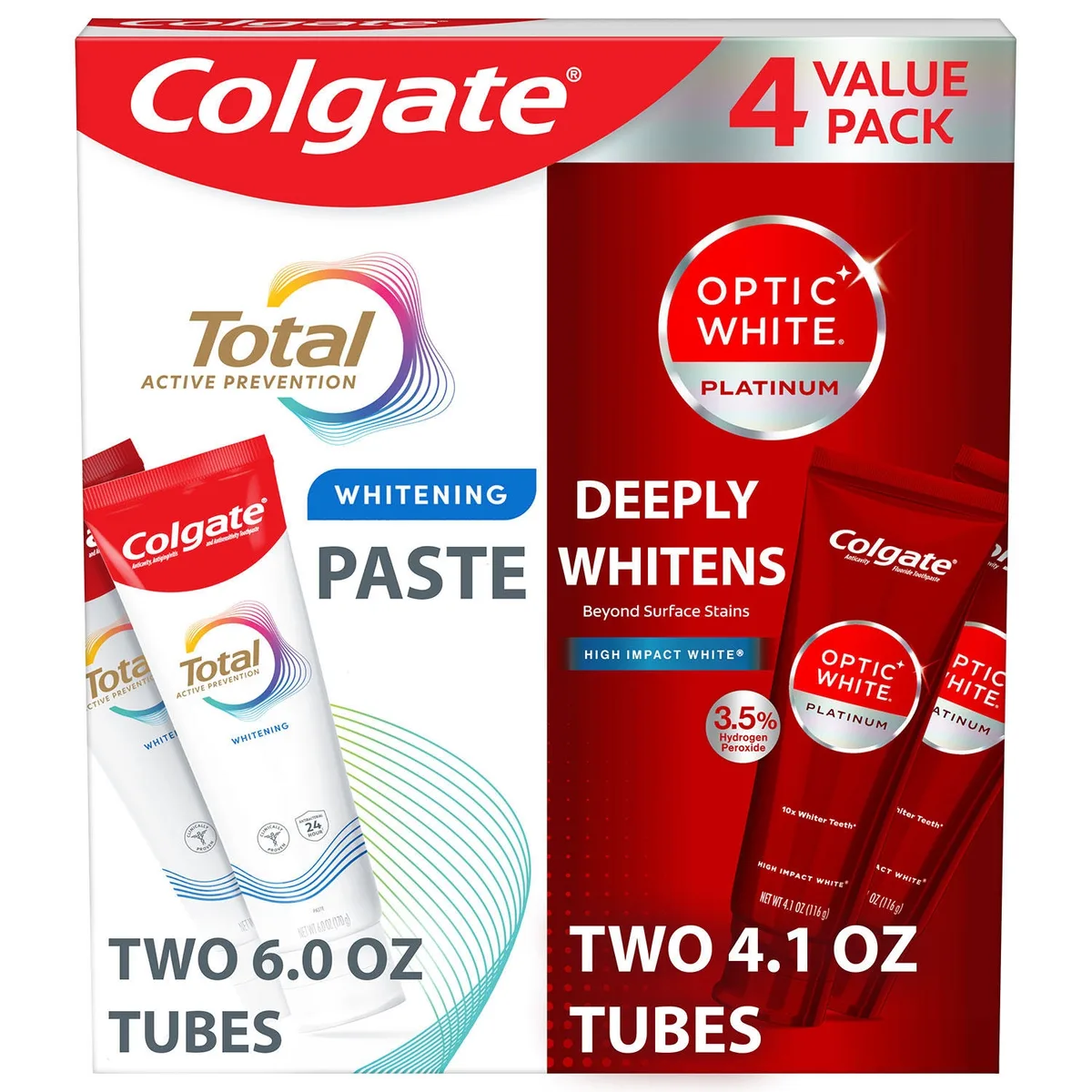 Colgate Total + Optic White Whitening Toothpaste, 20.2 oz., 4 pk.
