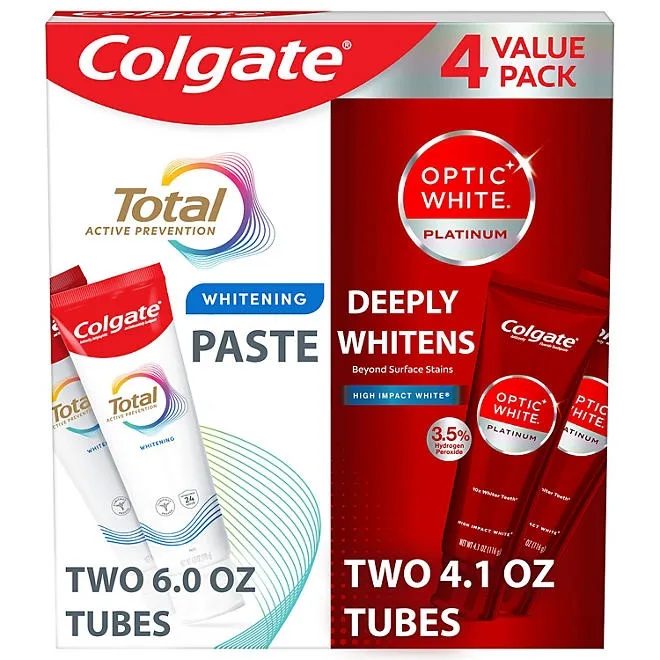 Colgate Total + Optic White Whitening Toothpaste, 20.2 oz., 4 pk. 2