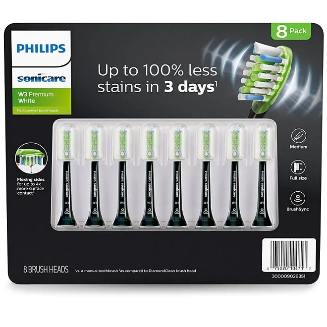 Philips Sonicare Premium Whitening Replacement Brush Heads, Black, 8 ct. 2