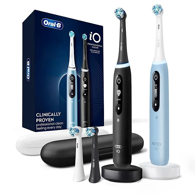 Oral-B iO Series 7 Electric Toothbrush, Black Onyx & Aquamarine, 2 pk., 4 Brush Heads. 2