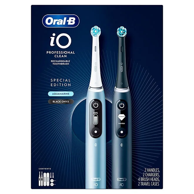 Oral-B iO Series 7 Electric Toothbrush, Black Onyx & Aquamarine, 2 pk., 4 Brush Heads. 3
