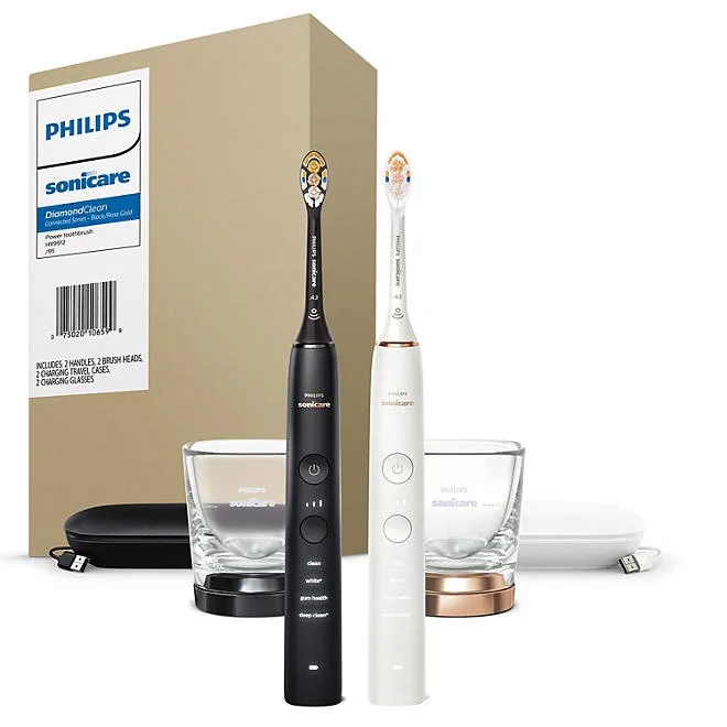 Philips Sonicare DiamondClean Power Toothbrush, Black and Rose Gold, 2 pk. 3