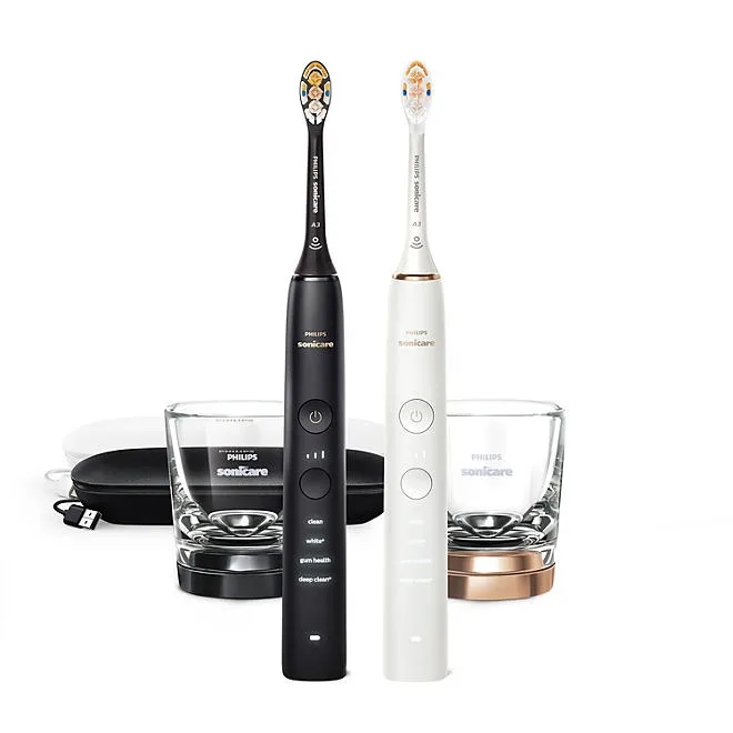 Philips Sonicare DiamondClean Power Toothbrush, Black and Rose Gold, 2 pk. 2
