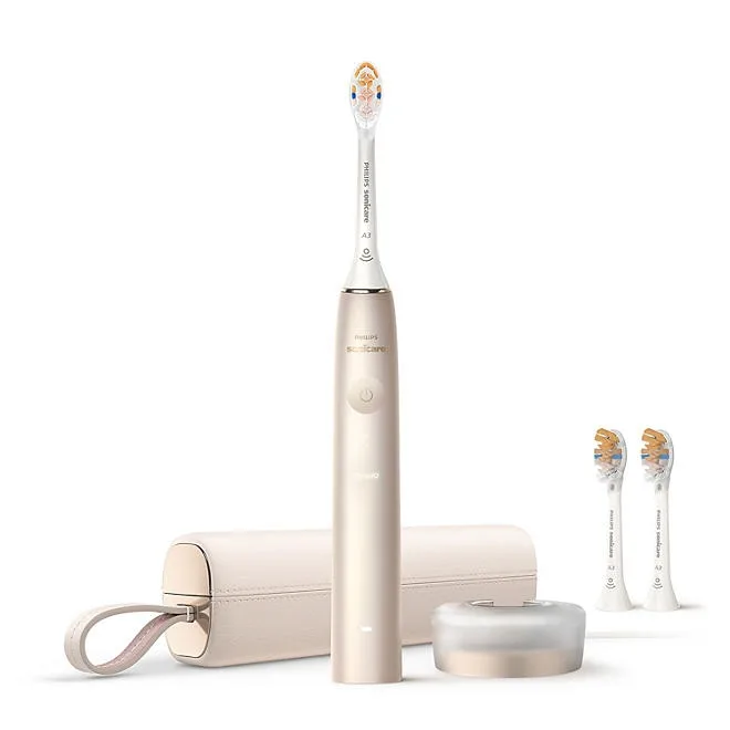 Philips Sonicare Prestige 9900 Power Toothbrush, Champagne, with Replacement Brush Heads 2