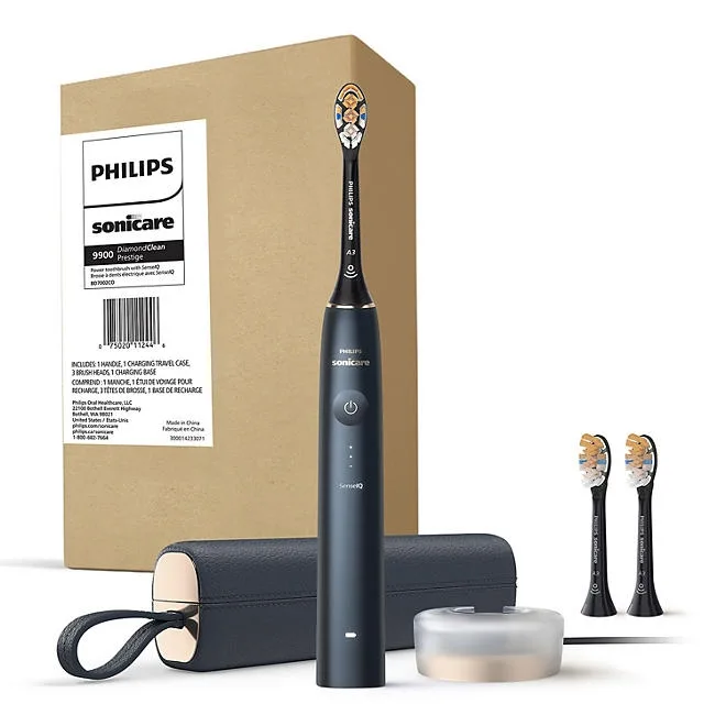 Philips Sonicare Prestige 9900 Power Toothbrush, Midnight Blue, with Replacement Brush Heads 3