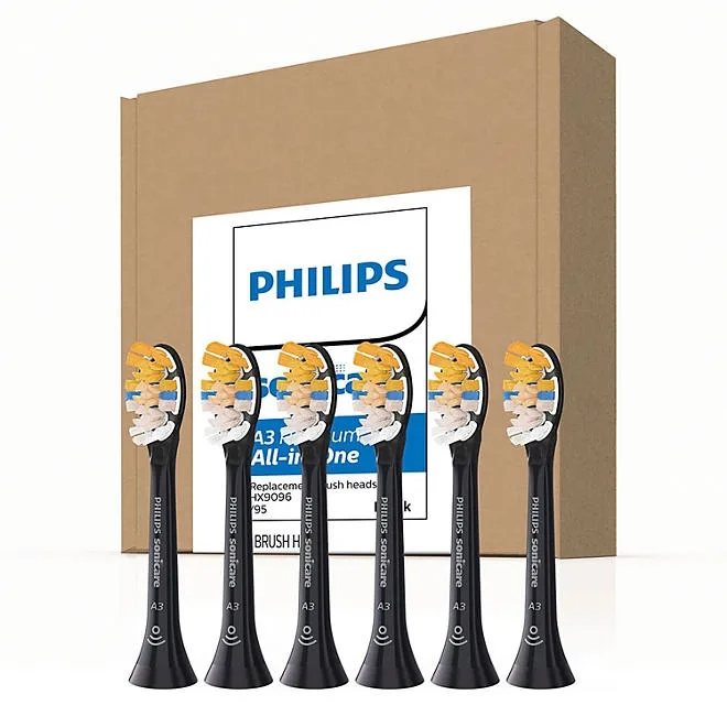 Philips Sonicare Premium All-in-One Replacement Toothbrush Heads, Black, 6 ct. 2