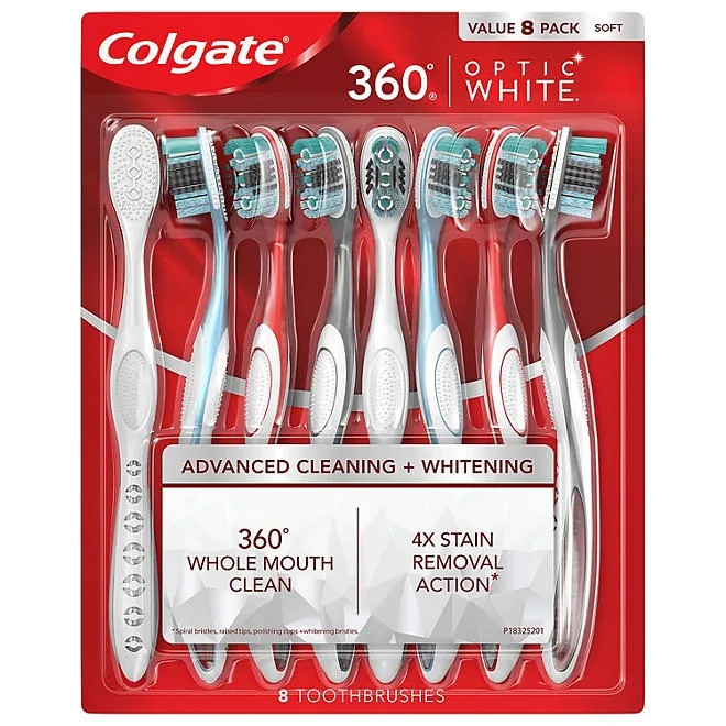 Colgate Optic White 360 Soft Manual Toothbrush, 8 ct. 2