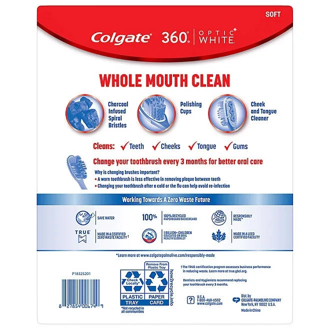 Colgate Optic White 360 Soft Manual Toothbrush, 8 ct. 3