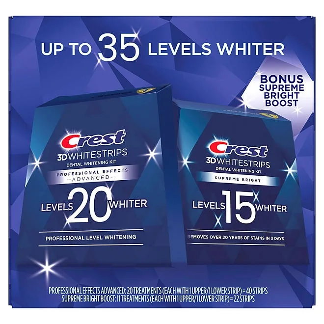 Crest 3D Whitestrips Professional Effects & Supreme Bright Whitening Kit 2