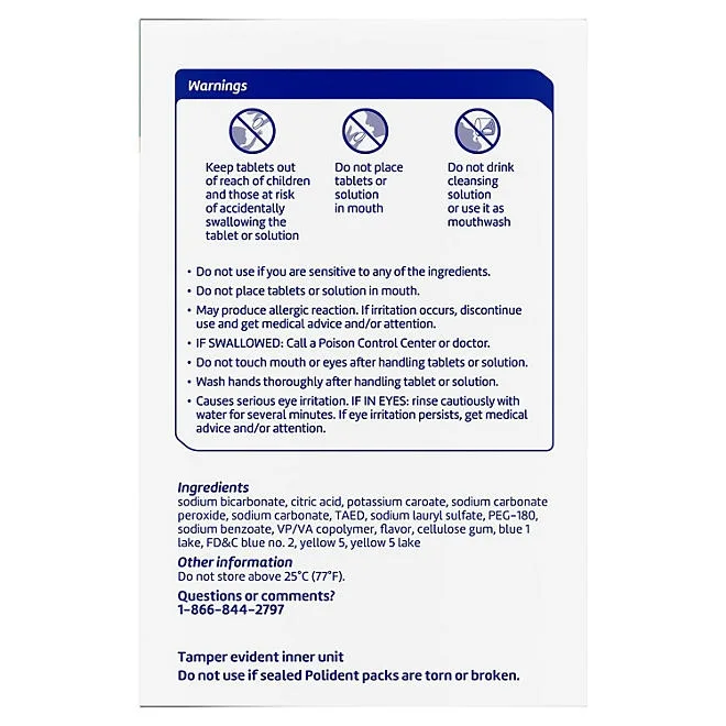 Polident Rapid Clean Dental Cleanser Tablets, 102 ct., 2 pk. 3
