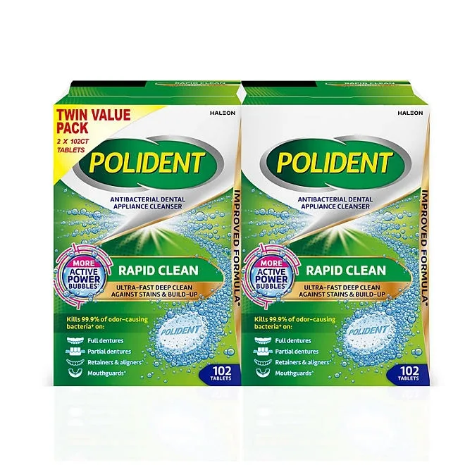 Polident Rapid Clean Dental Cleanser Tablets, 102 ct., 2 pk. 2