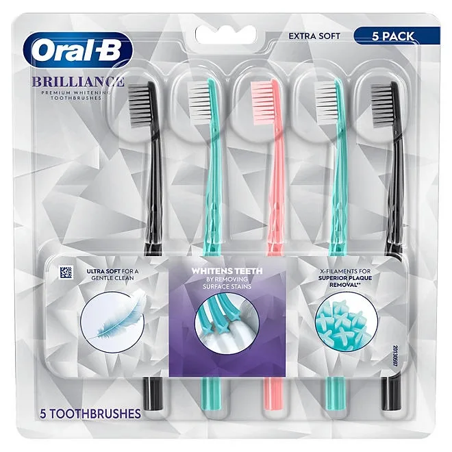 Oral-B Brilliance Whitening Toothbrush with X Filaments, Extra Soft, 5 ct. 2