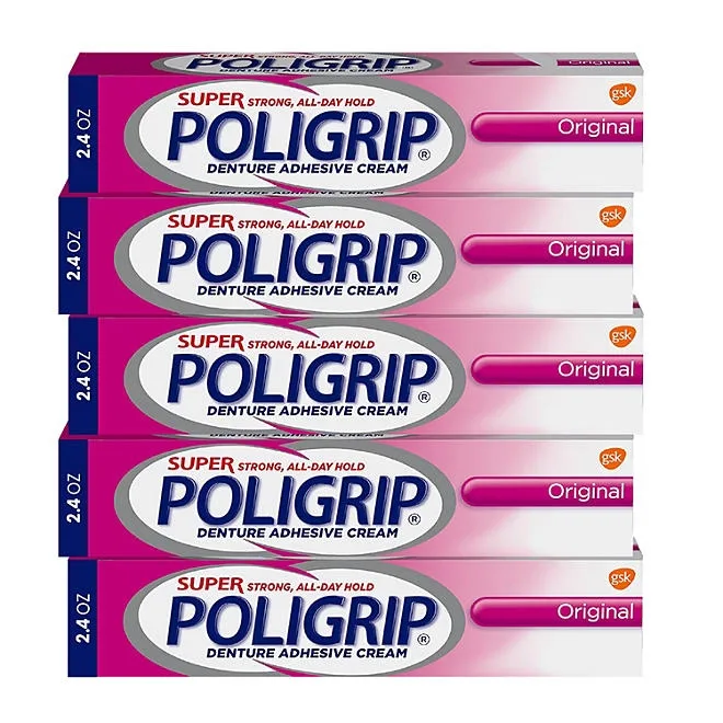 Poligrip Denture Adhesive Cream 2.4 oz., 5 ct. + Polident Cleanser 6 Tablets 4