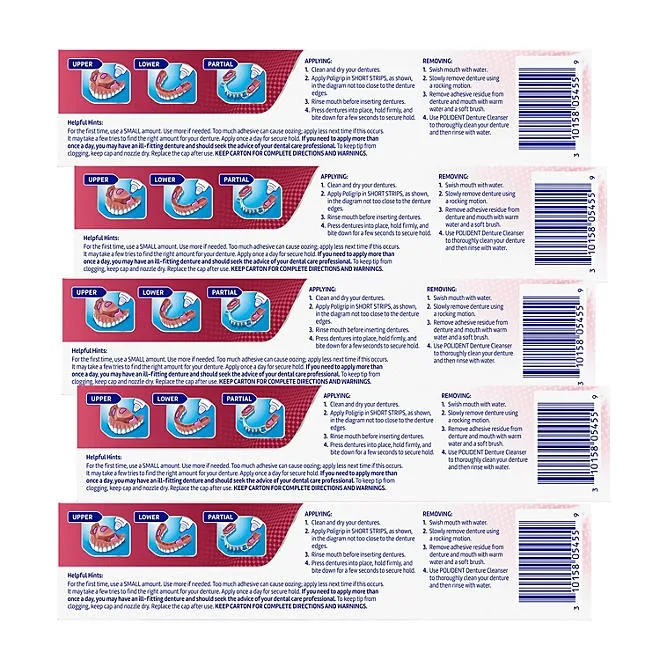Poligrip Denture Adhesive Cream 2.4 oz., 5 ct. + Polident Cleanser 6 Tablets 5
