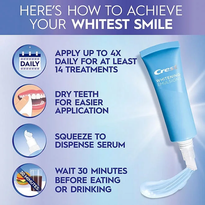 Crest 3DWhite Daily Whitening Serum, Advanced Enamel White + LED Light Treatment 5