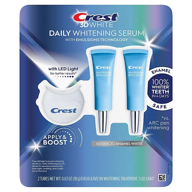 Crest 3DWhite Daily Whitening Serum, Advanced Enamel White + LED Light Treatment 2