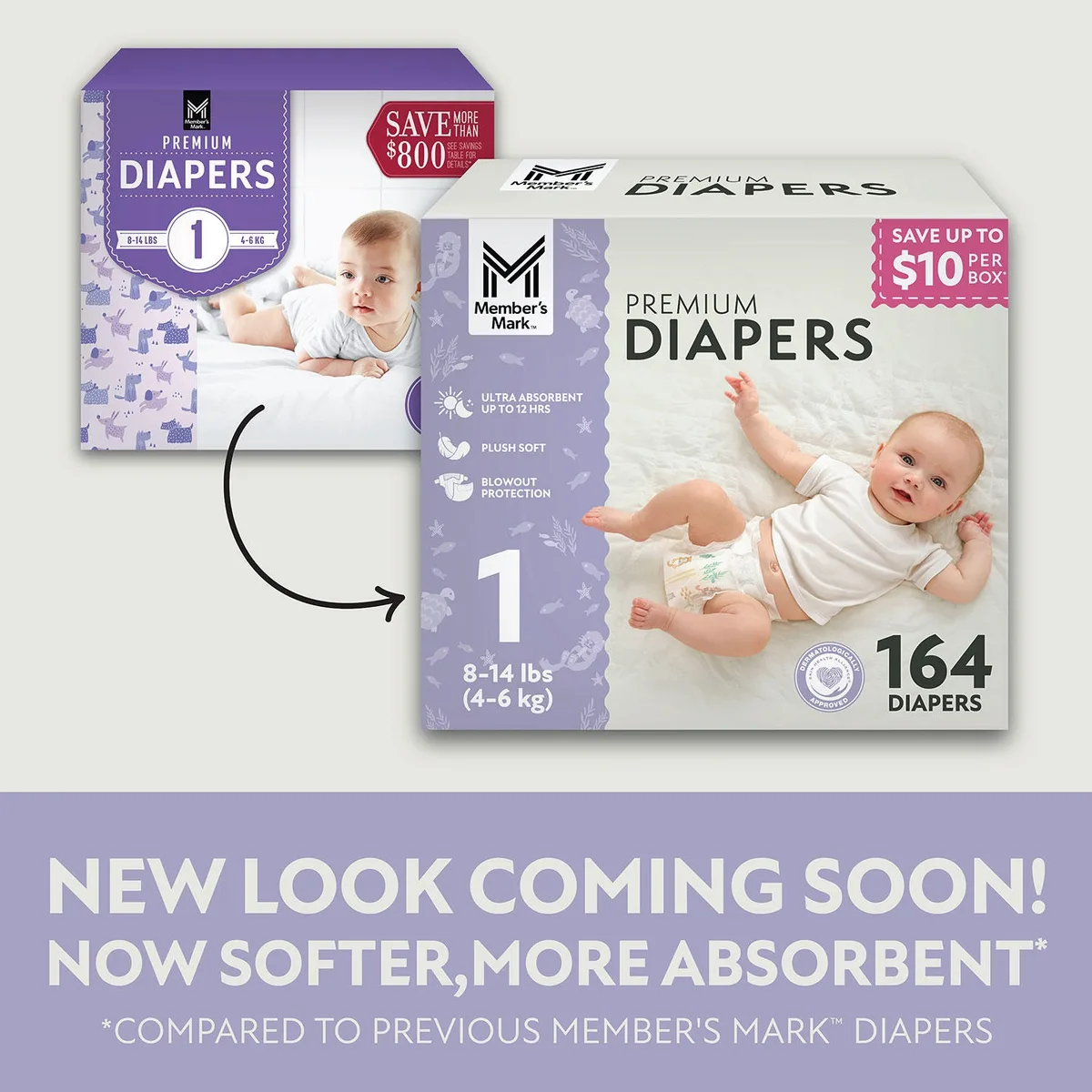 Member's Mark Premium Baby Diapers, Sizes: Newborn - 7 2