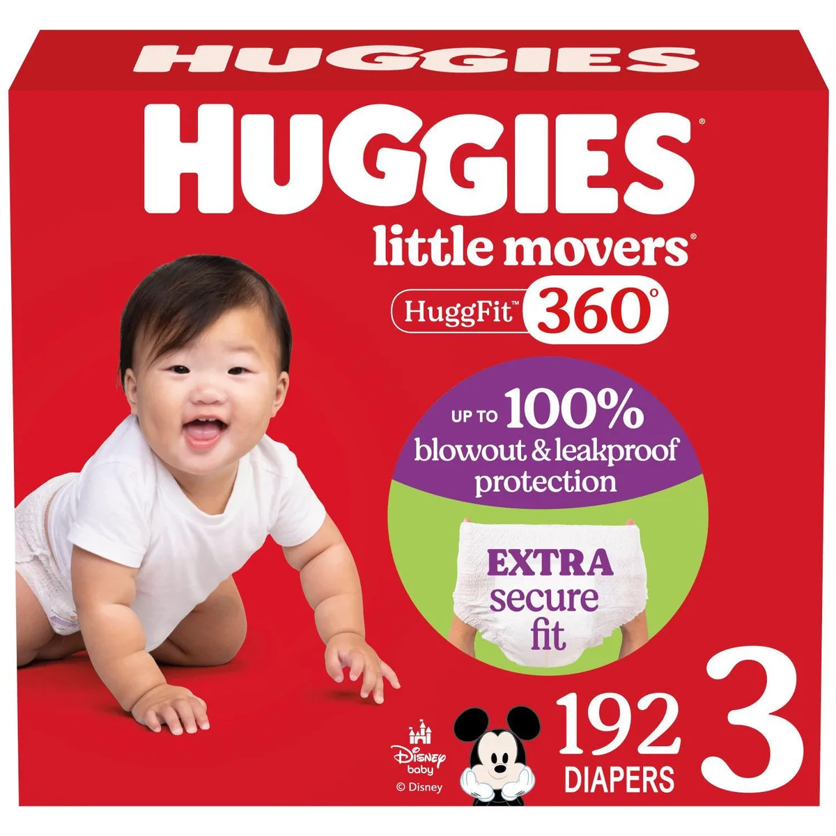 Huggies Little Movers HuggFit 360° Diapers, Sizes 3-7
