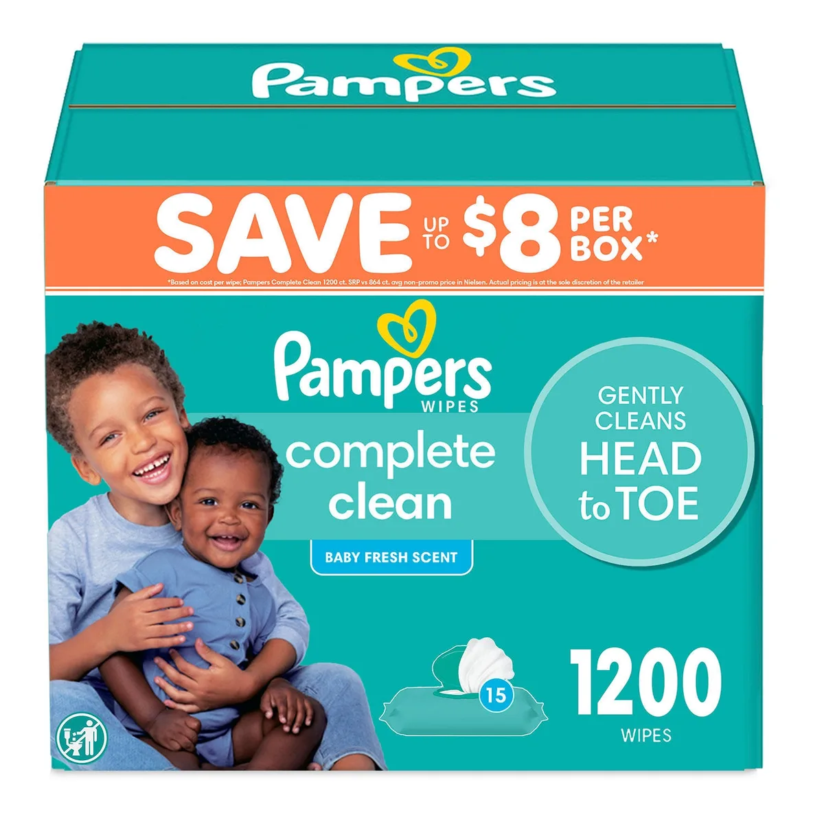 Pampers, Complete Clean Baby Wipes, Baby Fresh Scent, 15 pk., 1200 Wipes
